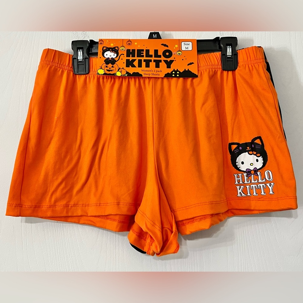 Hello Kitty Halloween Pajama Sleep Shorts 2 pack Black Cat Pumpkins Medium